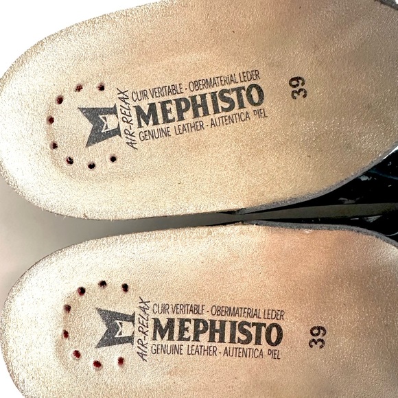 MEPHISTO NANOU STAR CROSSED STRAPS METALLIC/BLACK PATENT LEATHER SANDALS Sz9/39 - Picture 5 of 11